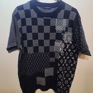 Louis Vuitton Damier 100% Cotton Navy T Shirt Large